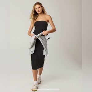 NWT OFFLINE By Aerie Stripe Rib Night Out Midi Tube Dress